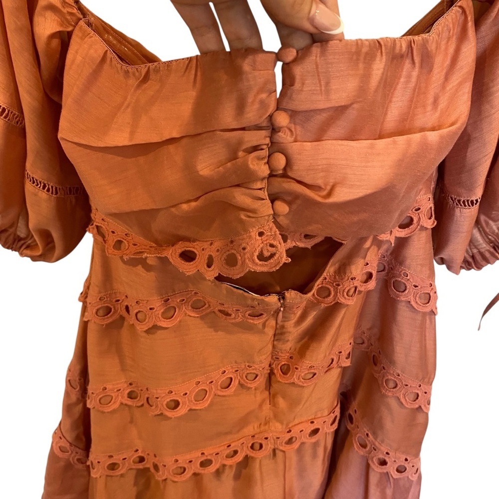 ASOS Off The Shoulder Coquette Voile Mini Dress With Lace - Picture 7 of 10